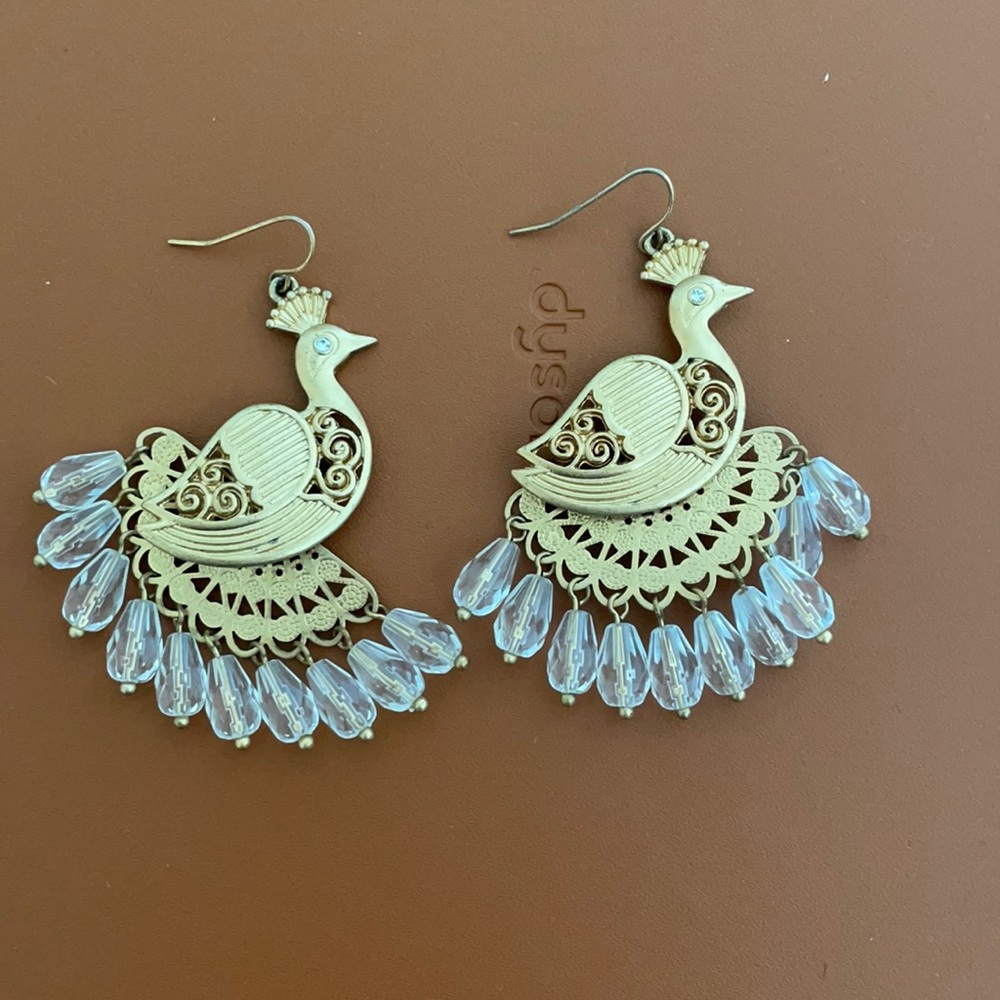Gold Peacock Earrings